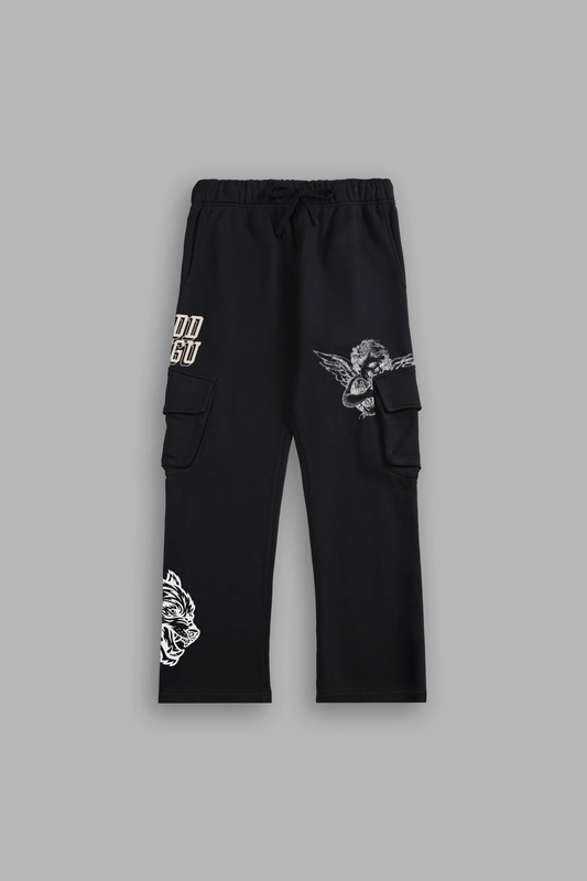 LA CA FRVR BIGELOW CARGO SWEAT PANTS IN BLACK