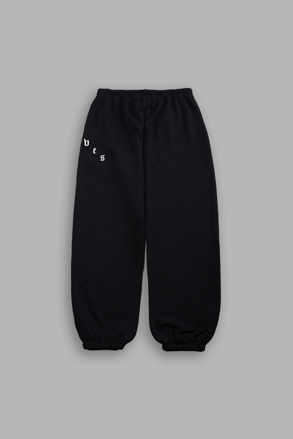 WOLVES PYRAMID LIGHTWEIGHT LOUNGER SWEAT PANTS IN BLACK