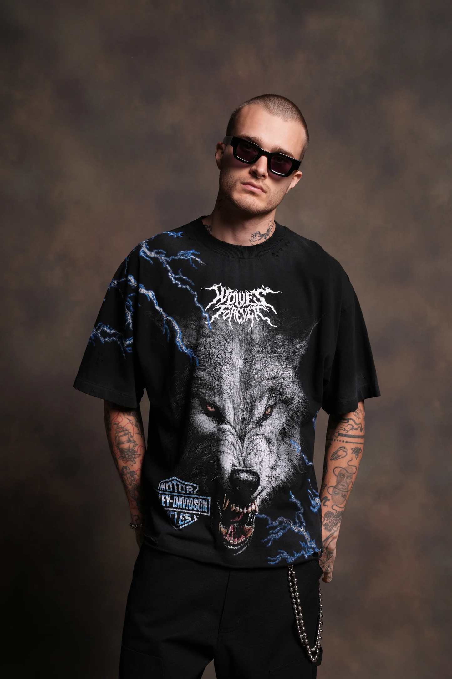 WE WERE NEVER THE SAME DISTRESSED GRUNGE TEE IN BLACK DRIFT WASH