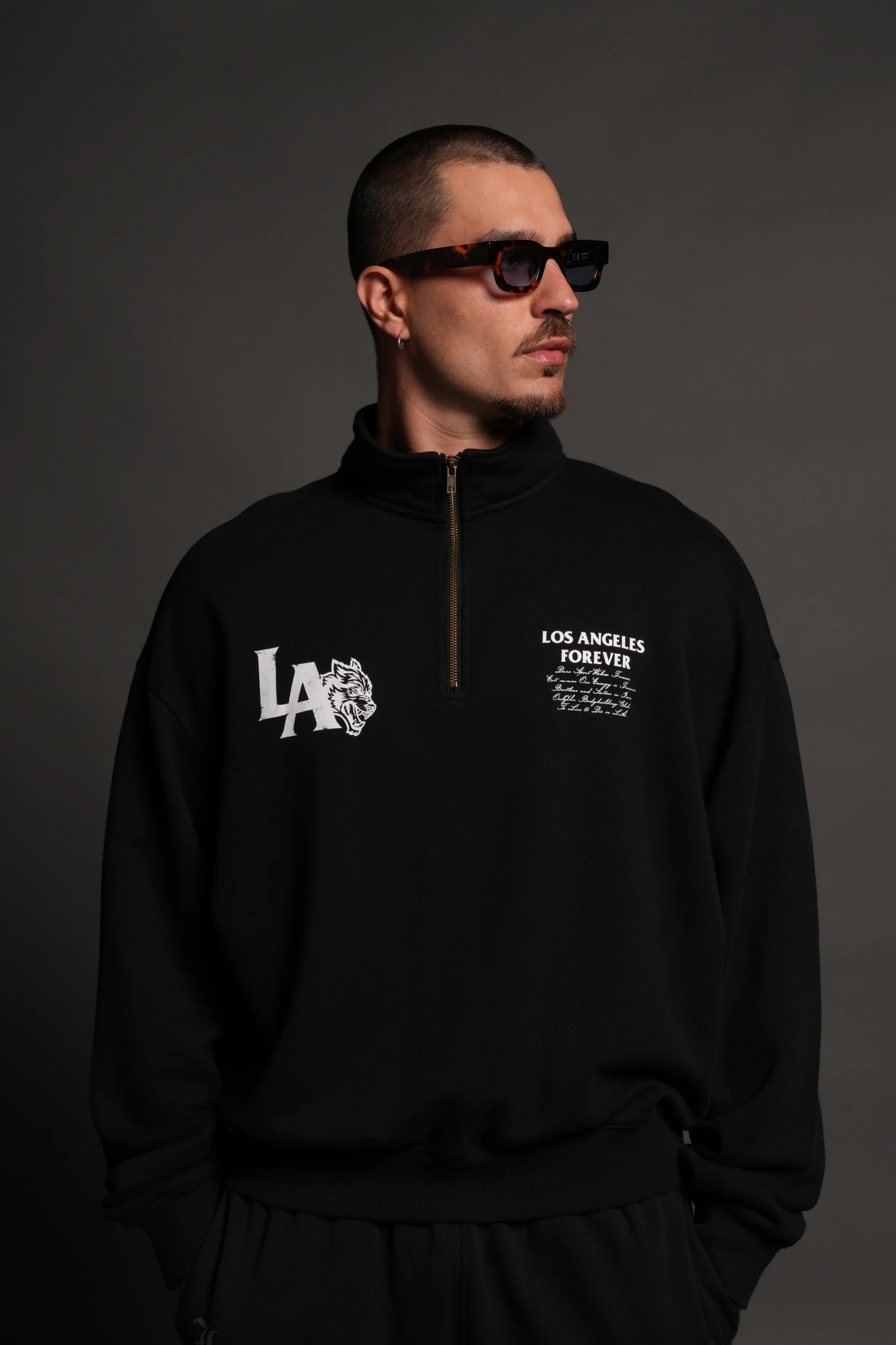 LA WOLVES V2 DUKE 1/4 ZIP MOCK NECK IN BLACK