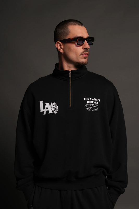 LA WOLVES V2 DUKE 1/4 ZIP MOCK NECK IN BLACK