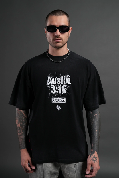 RAISE HELL PREMIUM OVERSIZED TEE IN BLACK DRIFT WASH