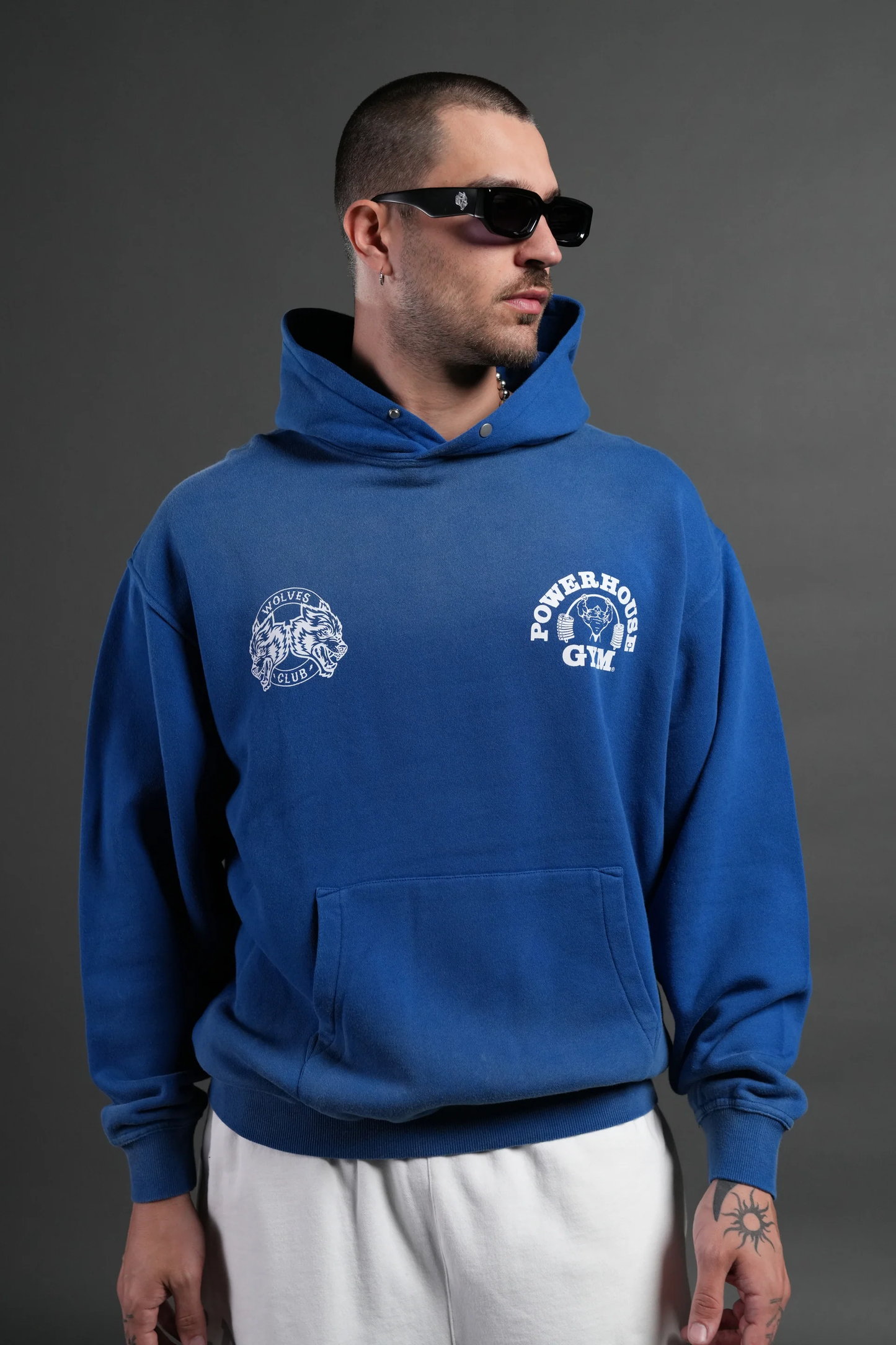 POWERHOUSE HESH "PIERCE" HOODIE IN DARC COBALT DRIFT WASH