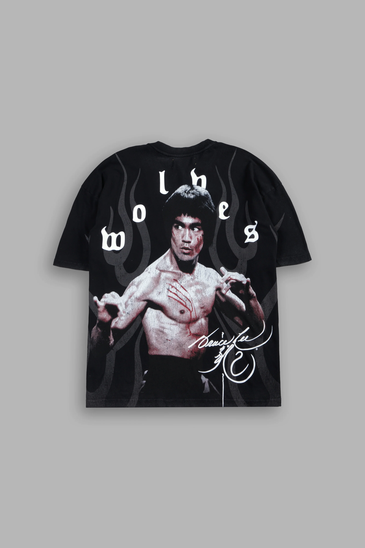 BRUCE LEE FLAME PREMIUM OVERSIZED TEE IN BLACK