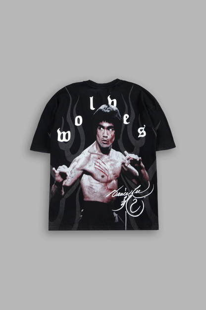 BRUCE LEE FLAME PREMIUM OVERSIZED TEE IN BLACK
