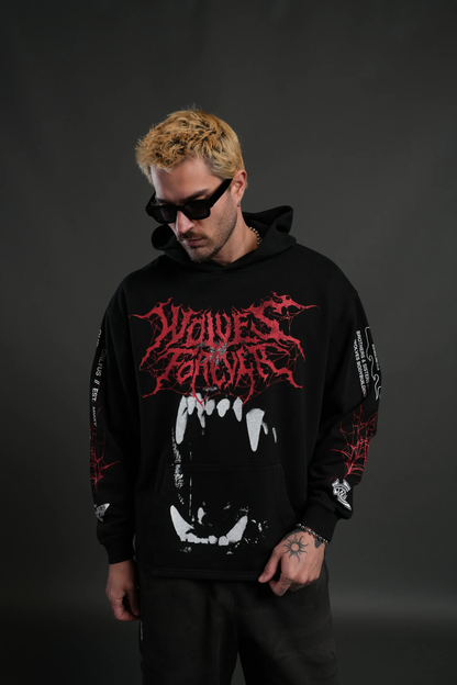 BLOOD THIRSTY WEBS "MOATY" HOODIE IN BLACK