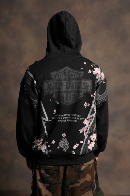 IRON SAKURA BISHOP HOODIE IN BLACK
