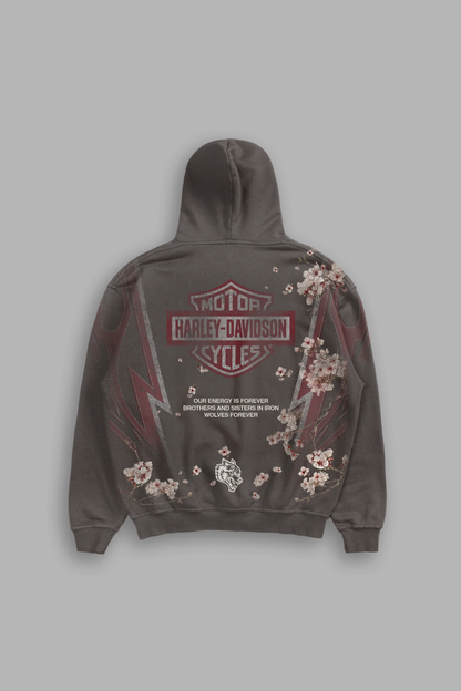 IRON SAKURA BISHOP HOODIE IN DARC BROWN DRIFT WASH