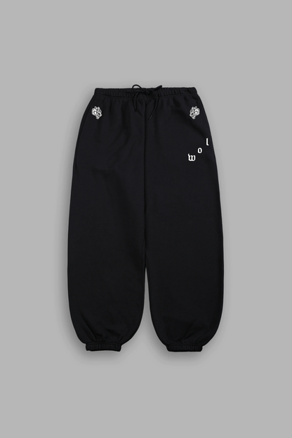 WOLVES PYRAMID LIGHTWEIGHT LOUNGER SWEAT PANTS IN BLACK