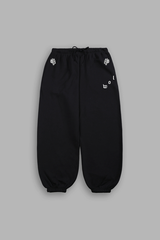 WOLVES PYRAMID LIGHTWEIGHT LOUNGER SWEAT PANTS IN BLACK