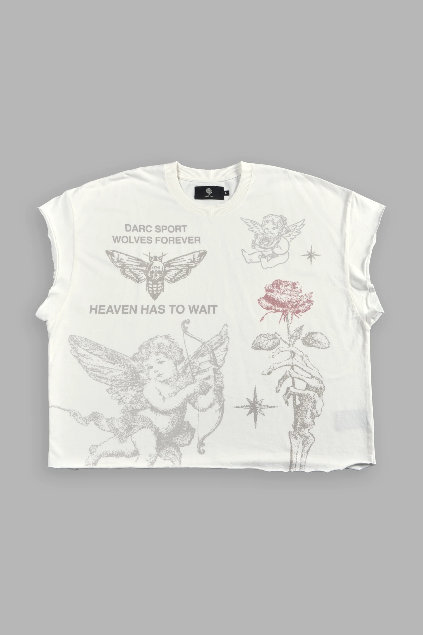 SACRED FLASH GRUNGE CUT-OFF TEE IN CREAM