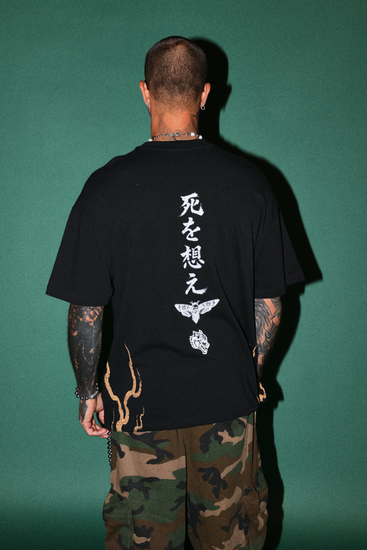 MOURNING FLAME PREMIUM OVERSIZED TEE IN BLACK
