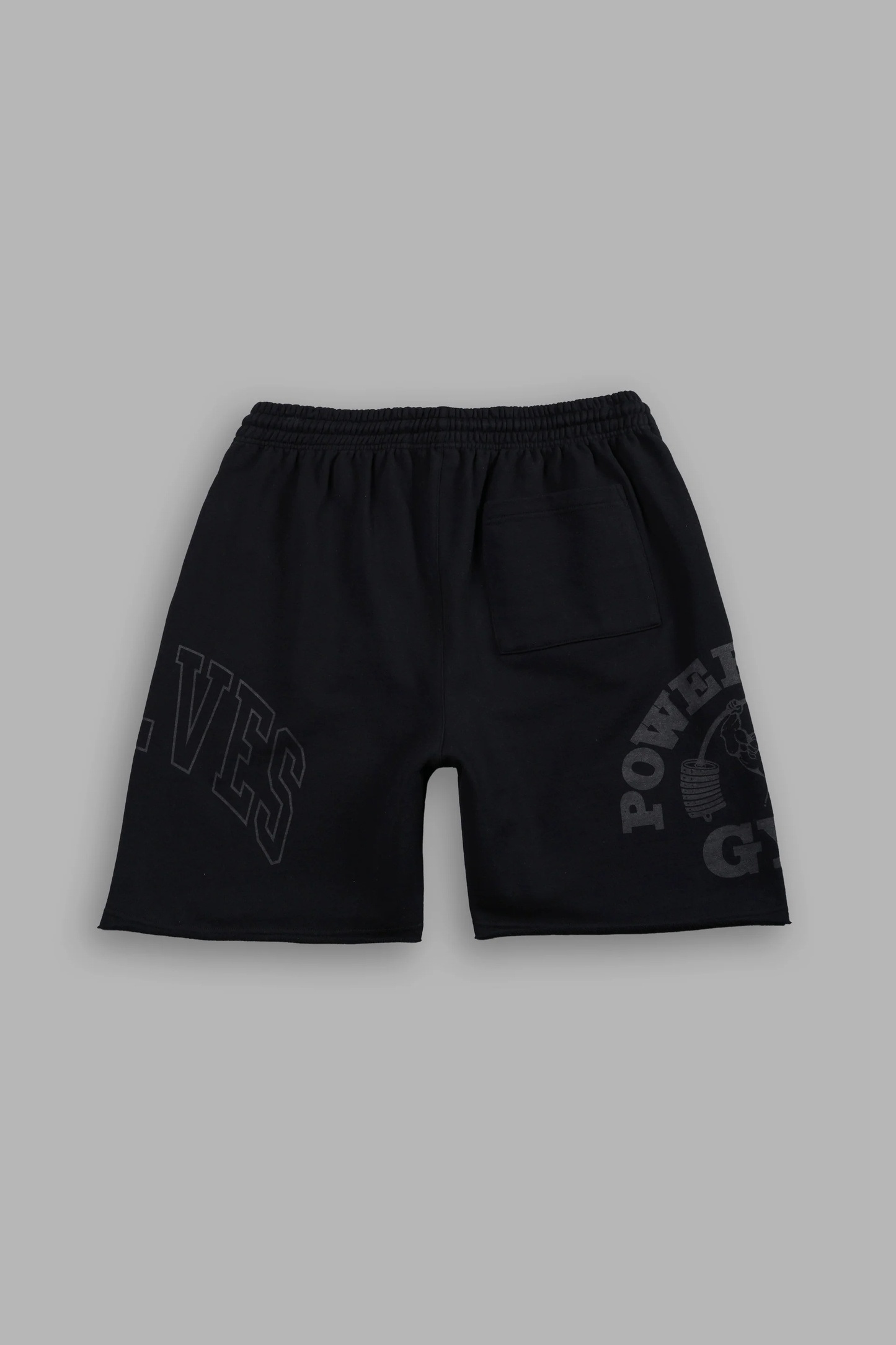 POWERHOUSE OF THE WOLVES GRUNGE BROCK SWEAT SHORTS IN BLACK