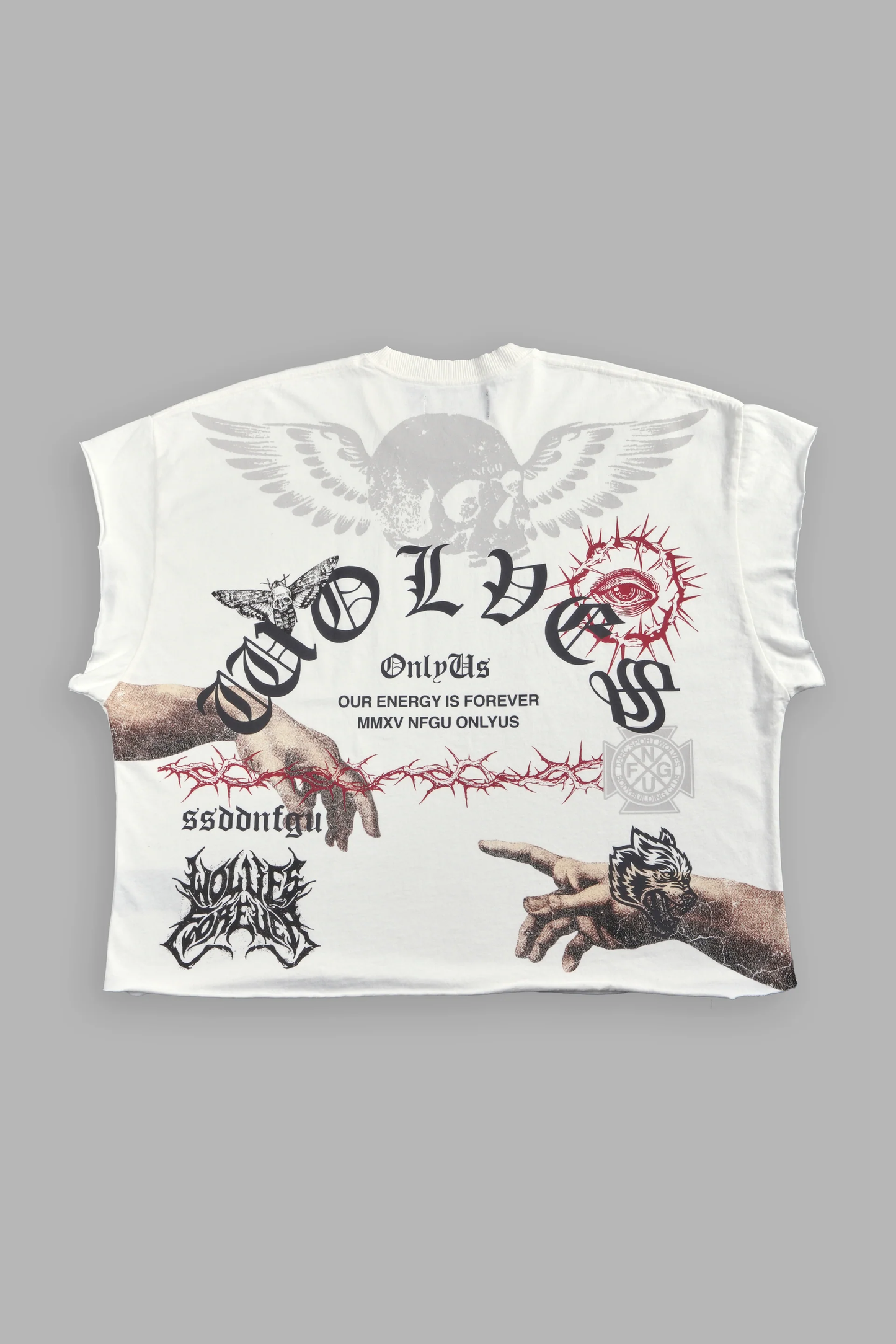 DARC CREED GRUNGE CUT-OFF TEE IN CREAM