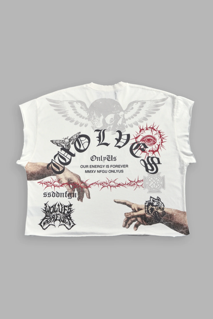 DARC CREED GRUNGE CUT-OFF TEE IN CREAM