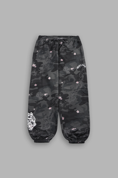 WOLF CHOPPER LIGHTWEIGHT LOUNGER SWEAT PANTS IN WARRIOR IN A GARDEN BLACK CAMO