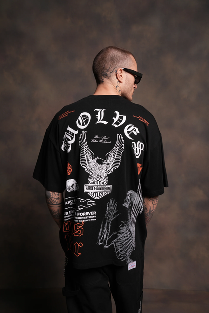 THE EAGLE & THE WOLF "PREMIUM" OVERSIZED TEE IN BLACK