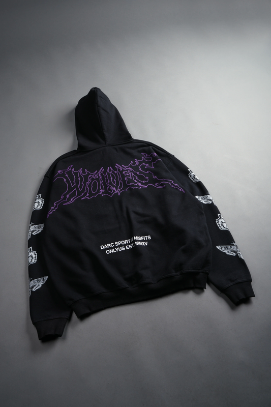 FIEND SKULL GRUNGE MOATIS ZIP HOODIE IN BLACK