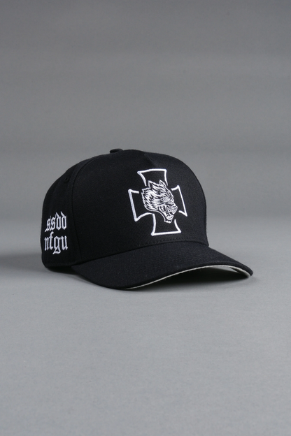 WOLF IRON CROSS A FRAME SNAPBACK IN BLACK