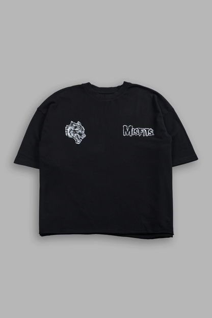 MISFITS PREMIUM OVERSIZED RAW HEM BOX CUT TEE IN BLACK
