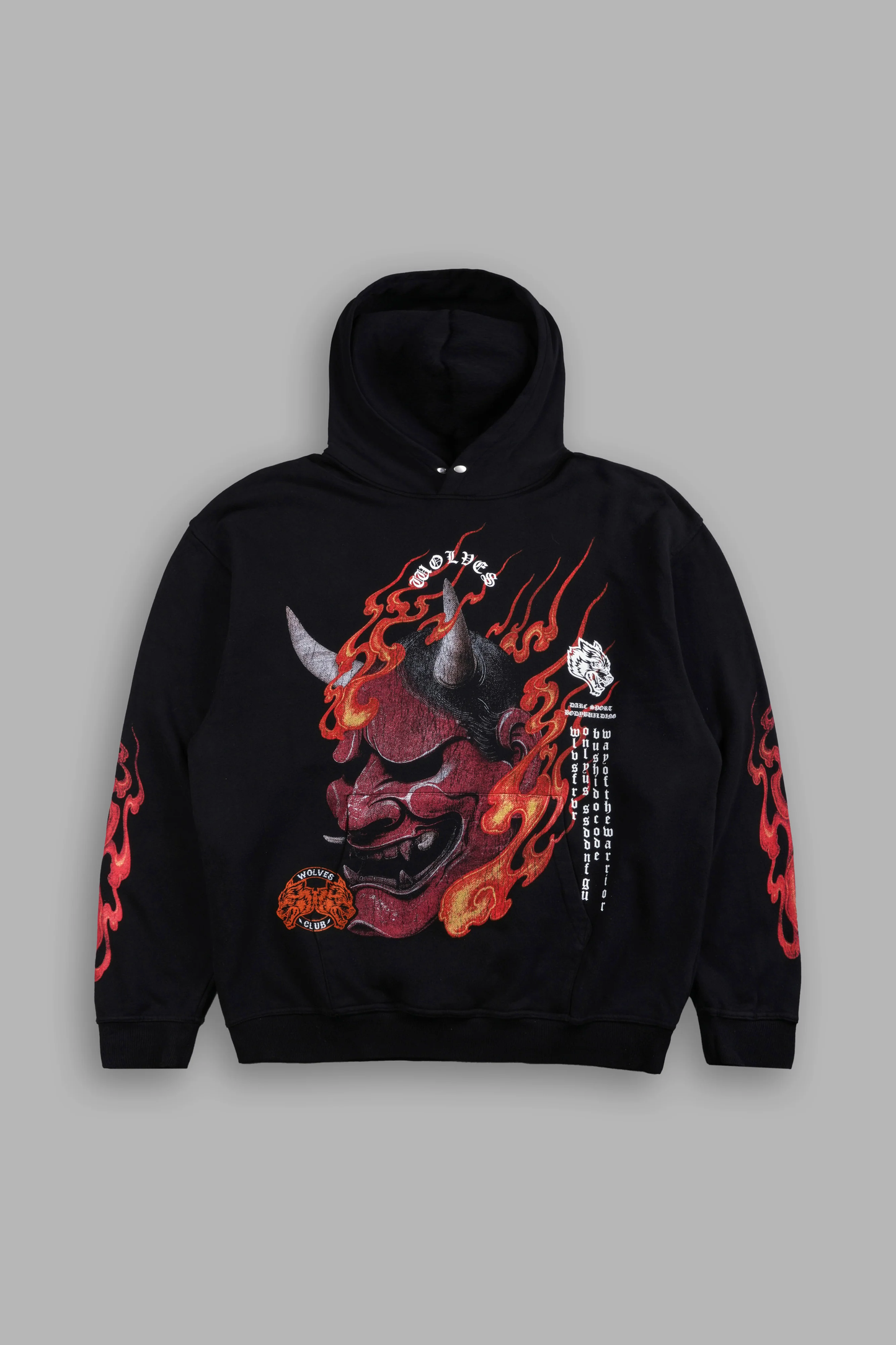 WOLVES CLUB ONI INFERNO PIERCE HOODIE IN BLACK