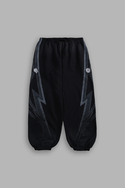 REAL RECOGNIZE REAL UNISEX LOUNGER SWEAT PANTS IN BLACK DRIFT WASH