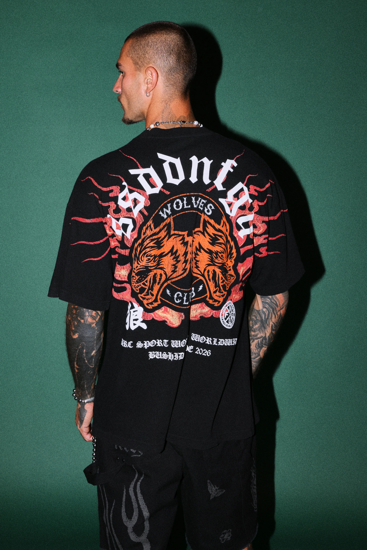 WOLVES CLUB ONI INFERNO PREMIUM OVERSIZED TEE IN BLACK
