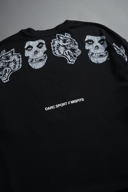 MISFITS PREMIUM OVERSIZED RAW HEM BOX CUT TEE IN BLACK