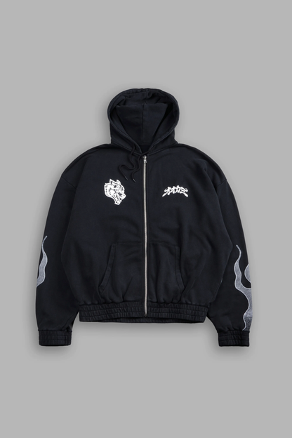 OUR CODE CHAMBERS ZIP HOODIE IN BLACK