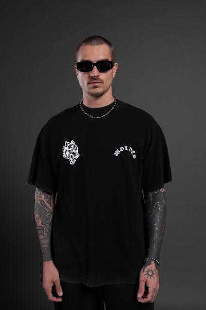 CROSSED HEARTS PREMIUM OVERSIZED TEE IN BLACK