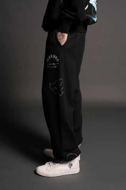 DARC CLOUDS LIGHTWEIGHT LOUNGER SWEAT PANTS IN BLACK