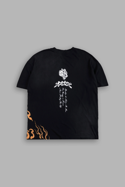 DARC YOKAI PREMIUM OVERSIZED TEE IN BLACK SUN FADE