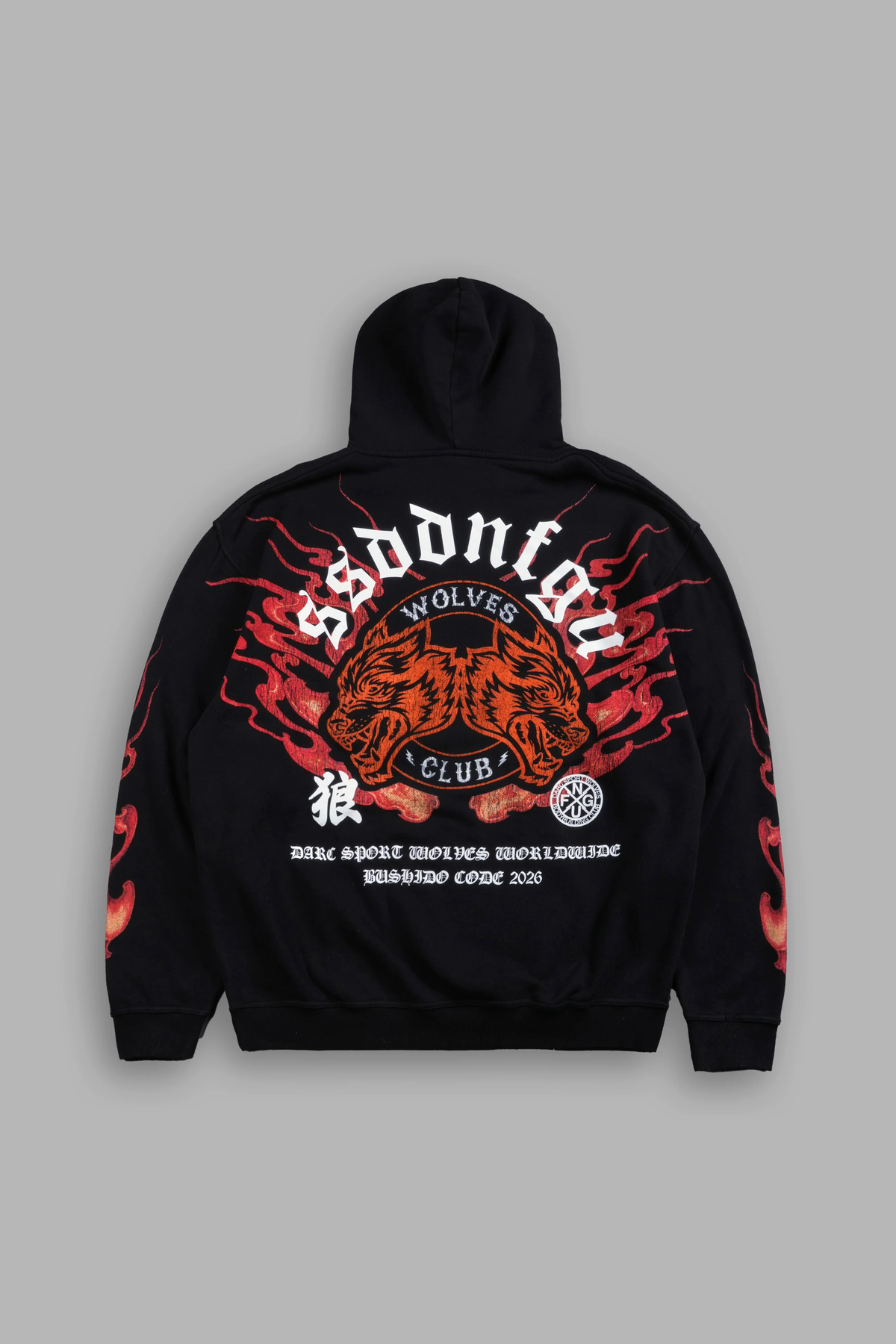 WOLVES CLUB ONI INFERNO PIERCE HOODIE IN BLACK