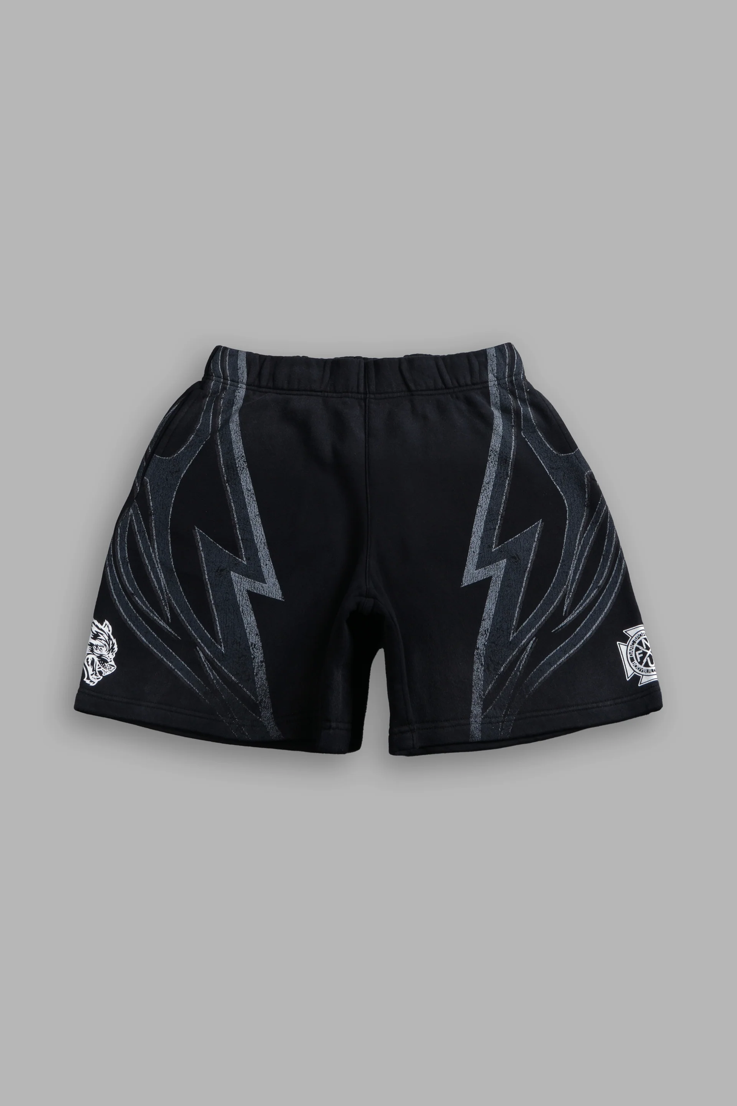REAL RECOGNIZE REAL UNISEX OVERSIZED POST LOUNGE SWEAT SHORTS V2 IN BLACK DRIFT WASH
