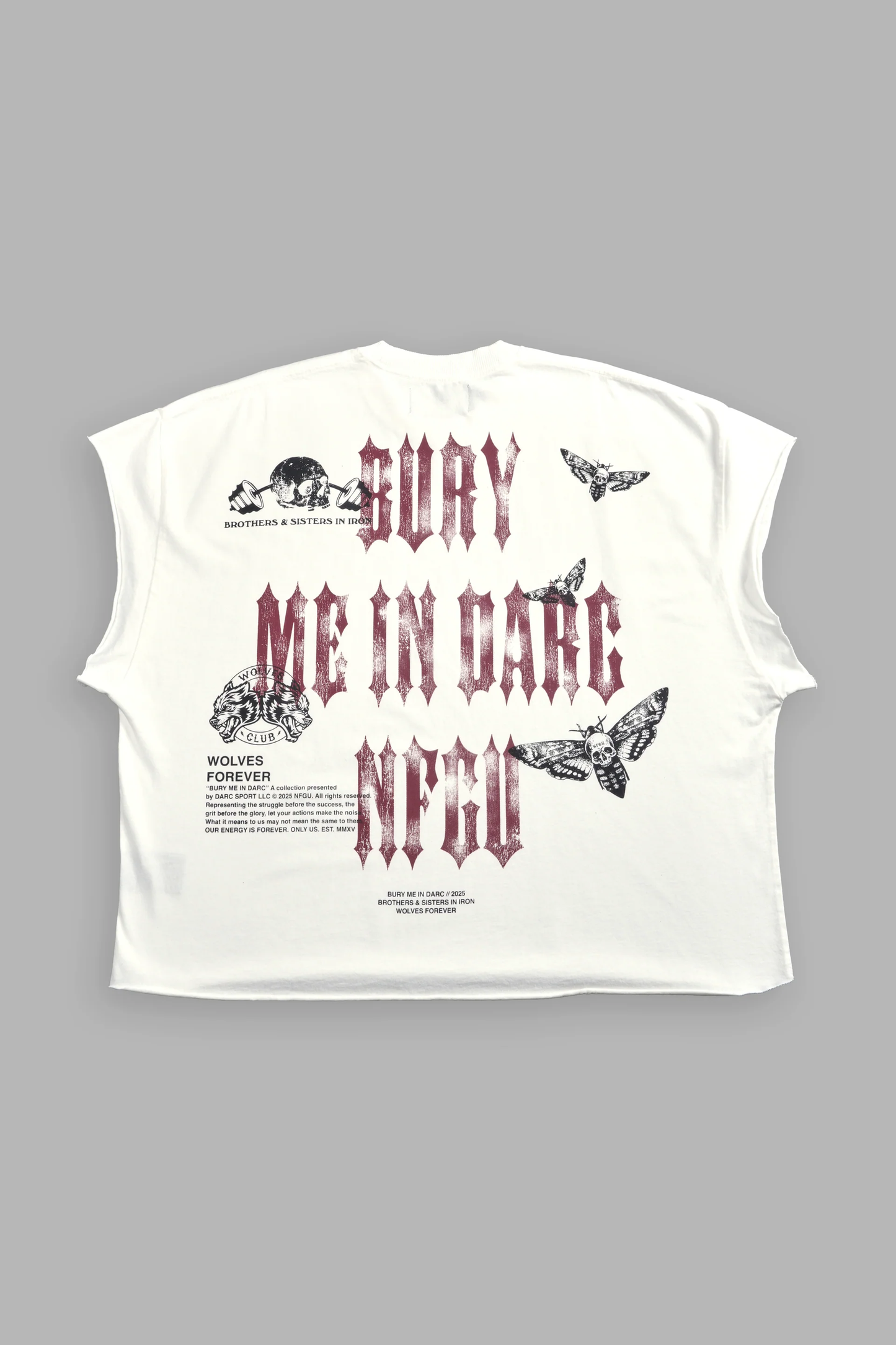 BURY ME IN DARC FOREVER GRUNGE CUT-OFF TEE IN CREAM