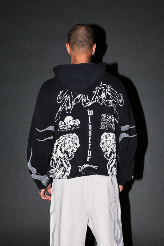 OUR CODE CHAMBERS ZIP HOODIE IN BLACK