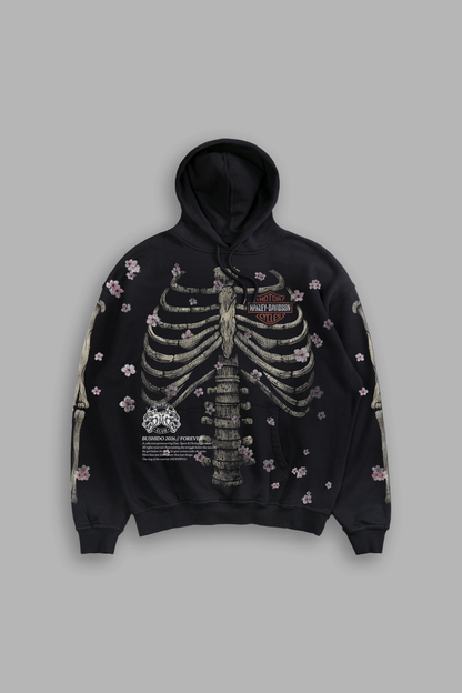 MORI BLOSSOM BISHOP HOODIE IN BLACK DRIFT WASH