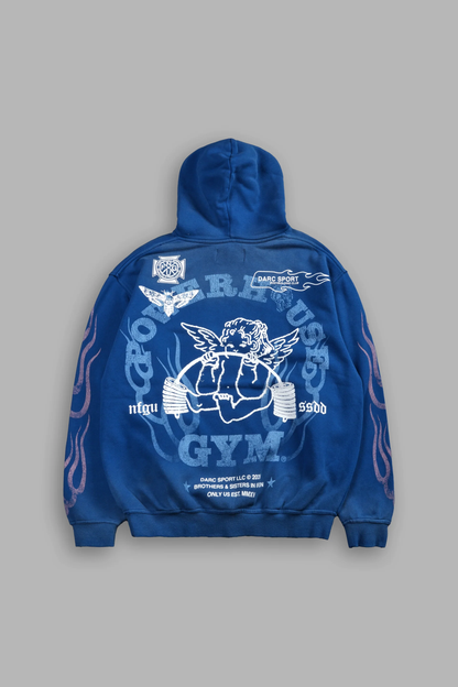 POWERHOUSE OF THE CHERUB UNISEX "PIERCE" HOODIE IN DARC COBALT DRIFT WASH