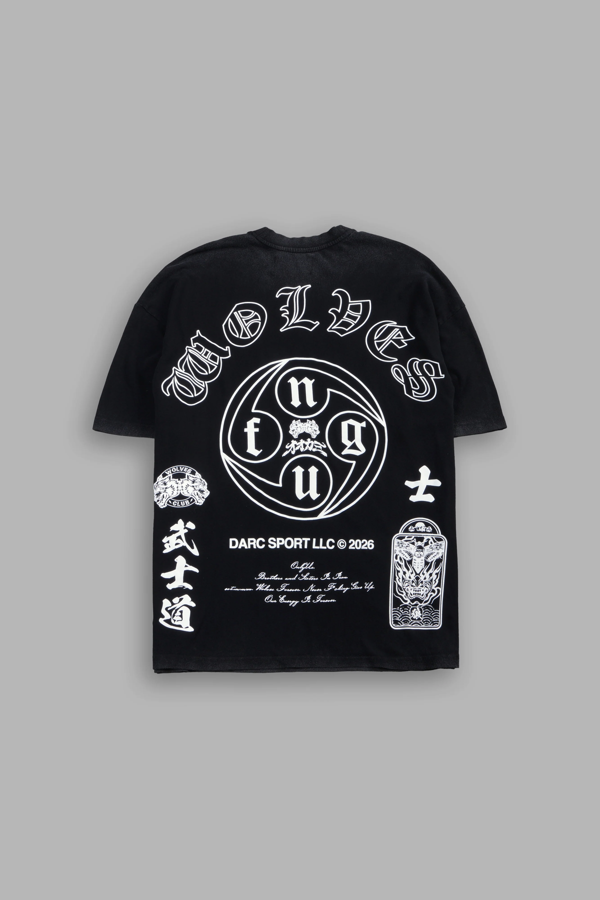 KAZOKU OKAMI PREMIUM OVERSIZED TEE IN BLACK