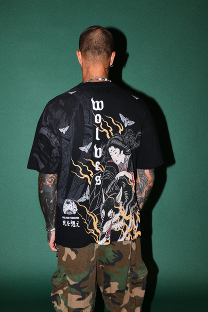 DARC YOKAI PREMIUM OVERSIZED TEE IN BLACK SUN FADE