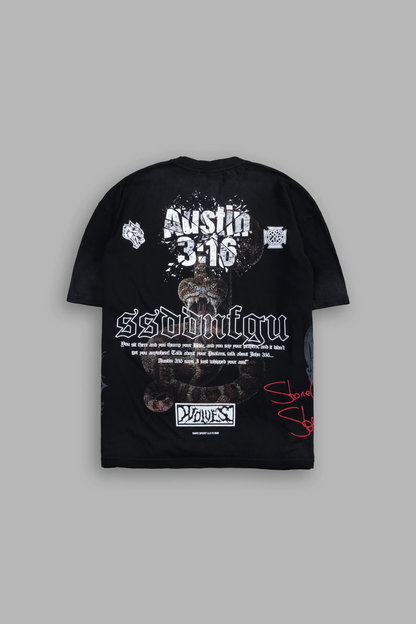 RAISE HELL PREMIUM OVERSIZED TEE IN BLACK DRIFT WASH