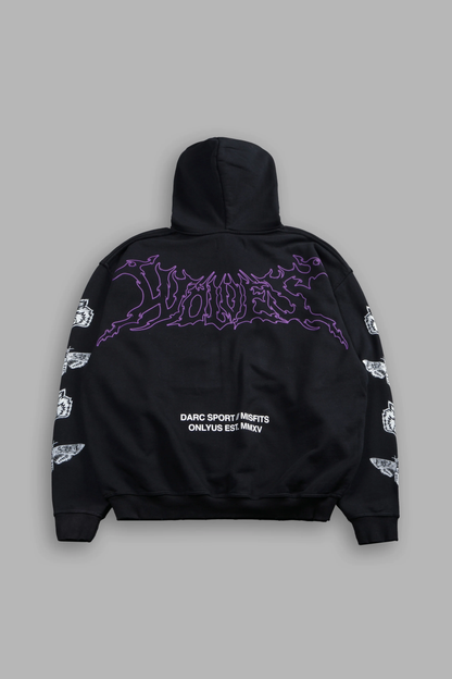 FIEND SKULL GRUNGE MOATIS ZIP HOODIE IN BLACK