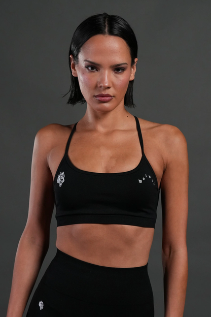 WOLVES PYRAMID "LAYLA" SOFT SEAMLESS BRA IN BLACK