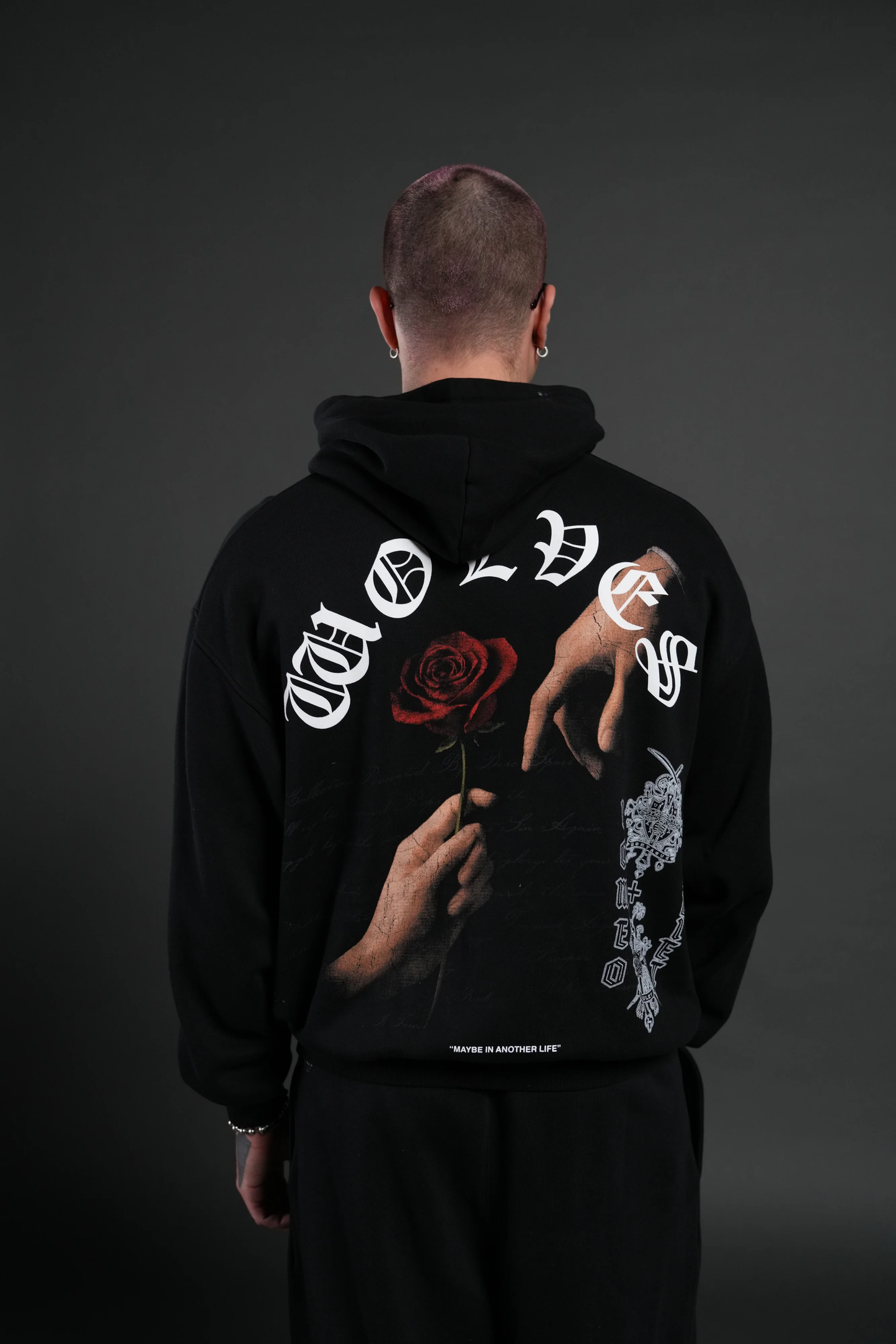 CROSSED HEARTS "PIERCE" HOODIE IN BLACK