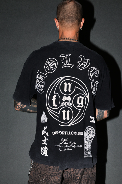 KAZOKU OKAMI PREMIUM OVERSIZED TEE IN BLACK