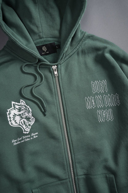 BURY ME IN DARC NFGU V2 "CHAMBERS" ZIP HOODIE IN HUNTER GREEN