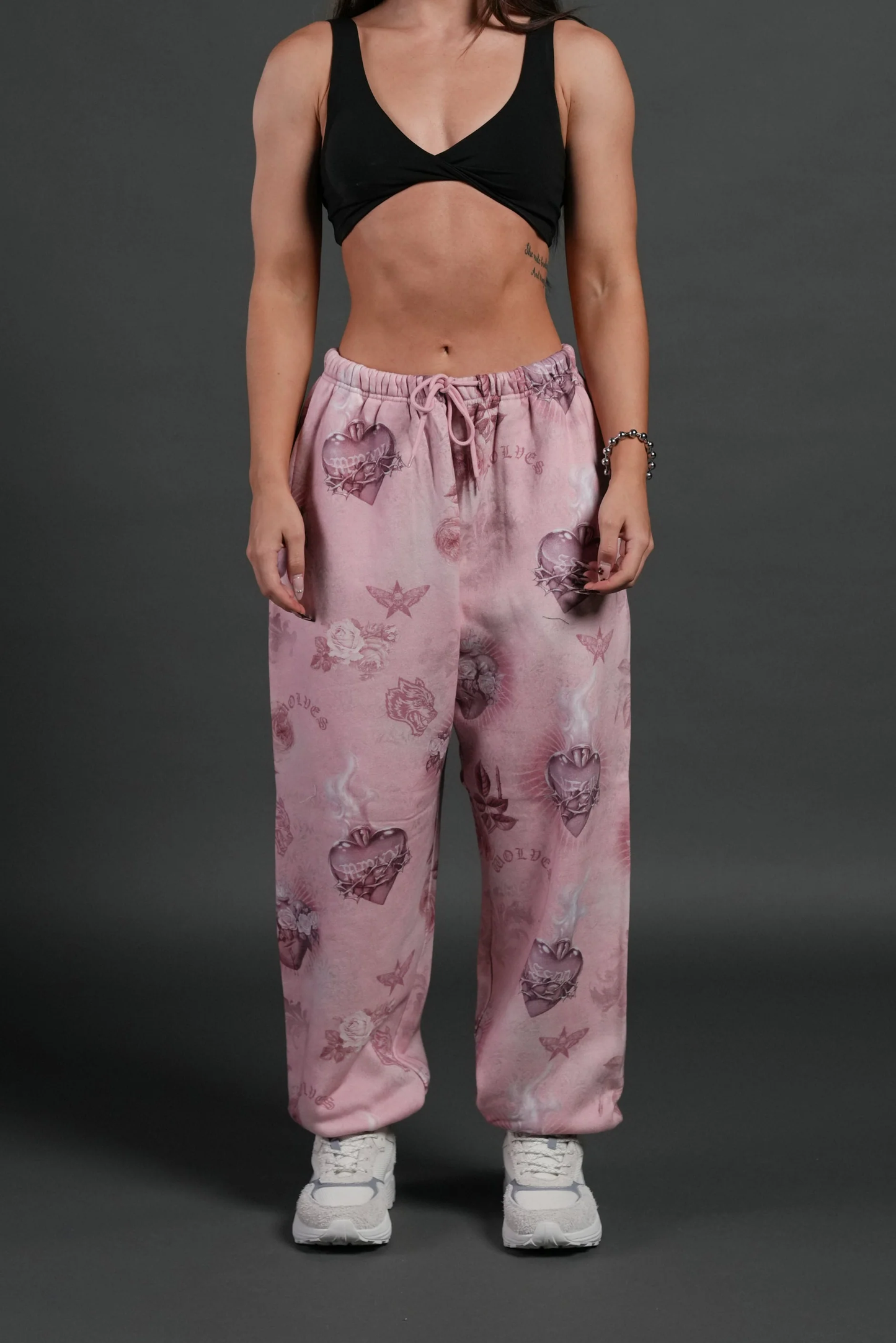 SACRED PATH UNISEX LIGHTWEIGHT LOUNGER SWEAT PANTS IN CORAZON DE DEVOCION TONAL