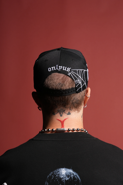 WEBBED A FRAME SNAPBACK IN BLACK