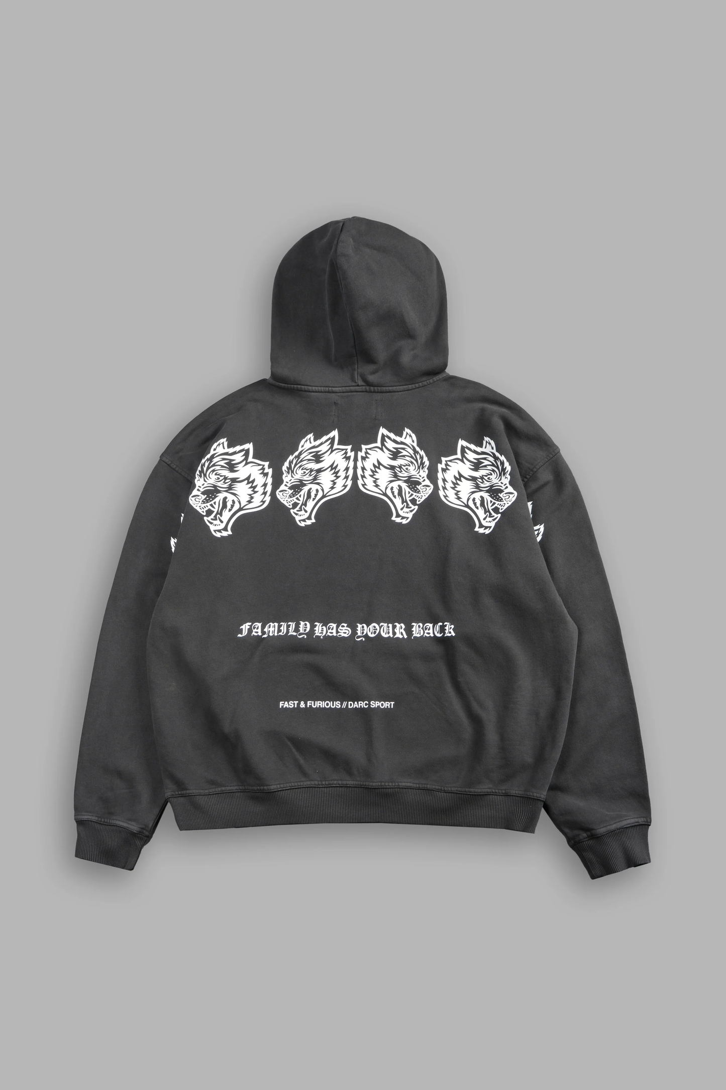 FAMILY HAS YOUR BACK PIERCE HOODIE IN WOLF GRAY