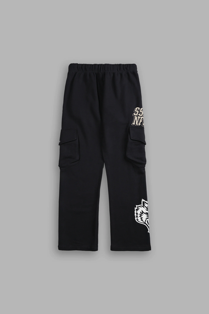LA CA FRVR BIGELOW CARGO SWEAT PANTS IN BLACK